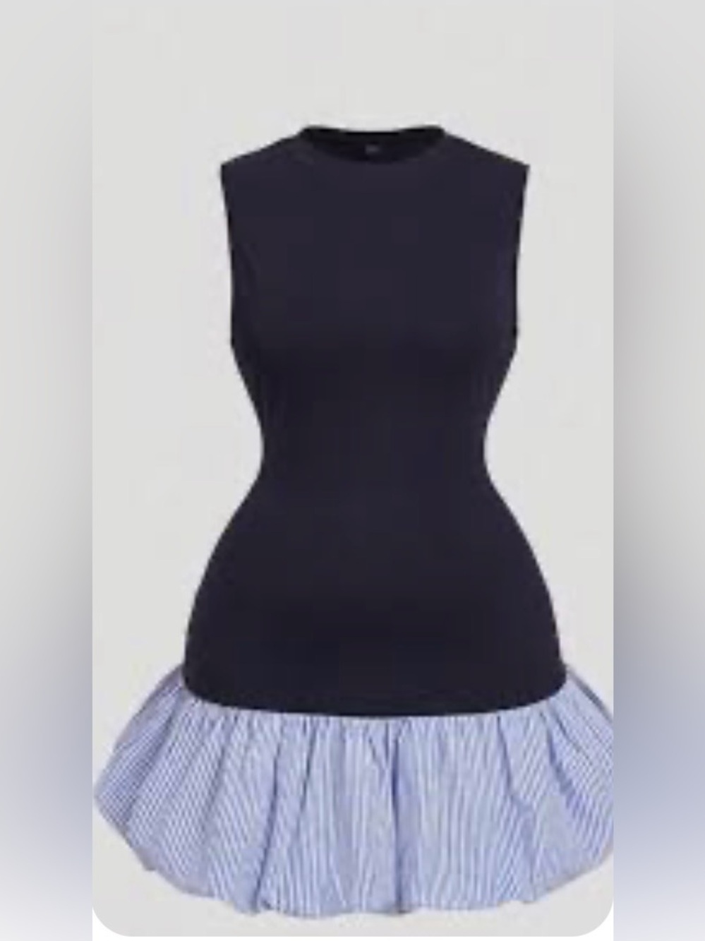 Micas Navy & Blue Pinstripe Bubble Mini Dress 3x